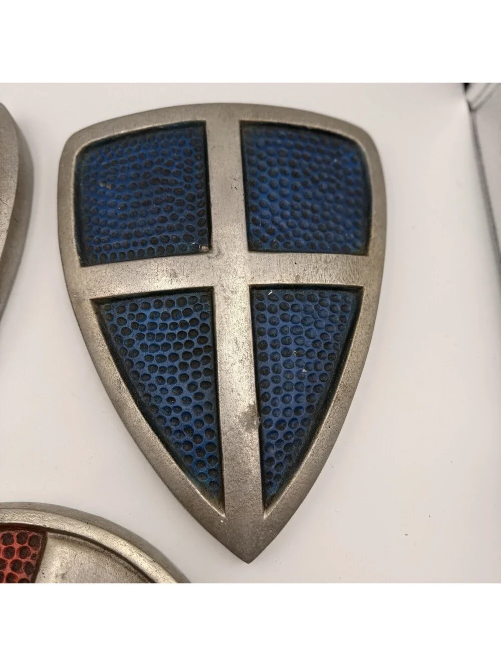 Vintage Whitehall Cast Aluminum Mid-evil Shield Plaque Wall Hanging Art Set of 3
